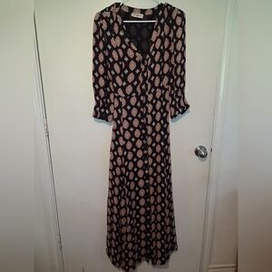 NICHOLAS Black and Pink Geometric Long Sleeve Dress